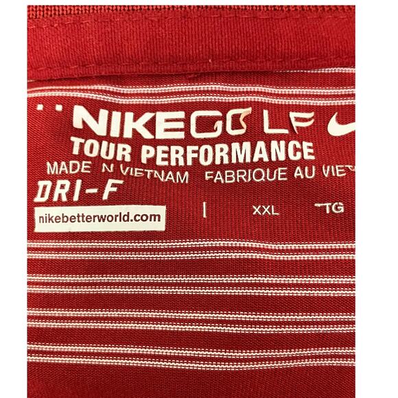 Nike Golf Tour Performance Men's Red/Wht Striped Short Sleeve Polo Casual SZ XXL - Picture 6 of 8